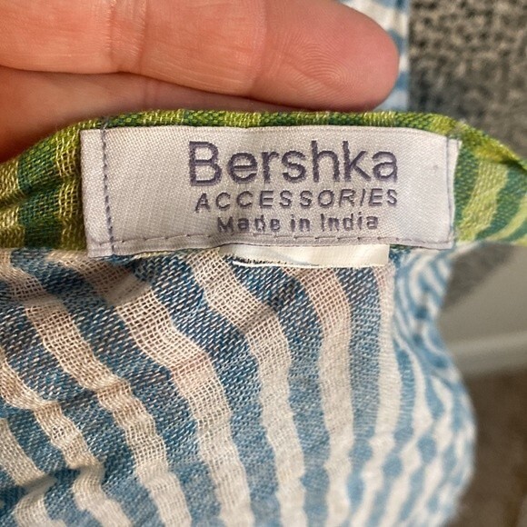 Bershka India striped patchwork nautical boho wrinkle 70x25 scarf wrap - Picture 7 of 7